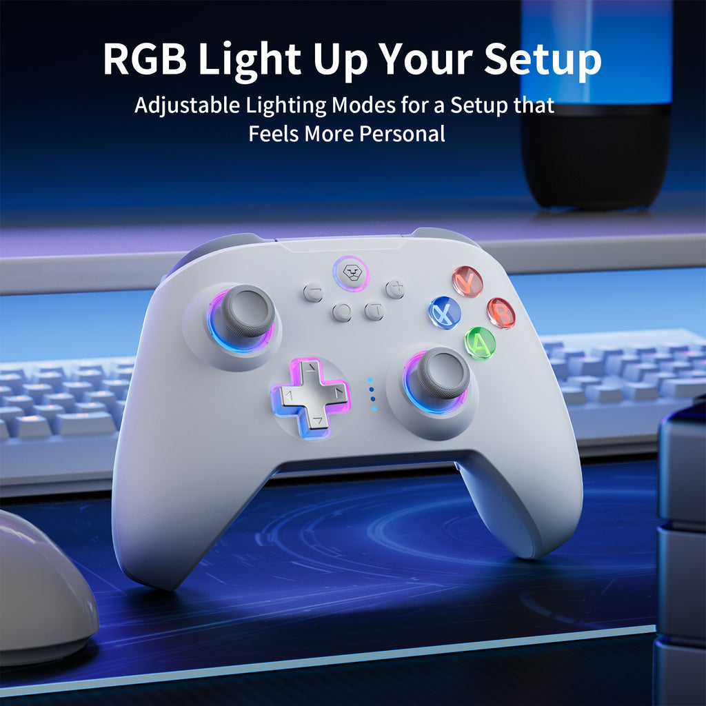 AOLION N10 Wireless Bluetooth Controller, Ergonomic Hall Effect Stick Gamepad, Compatible with PC, Steam, Switch, Accessories for Gamers