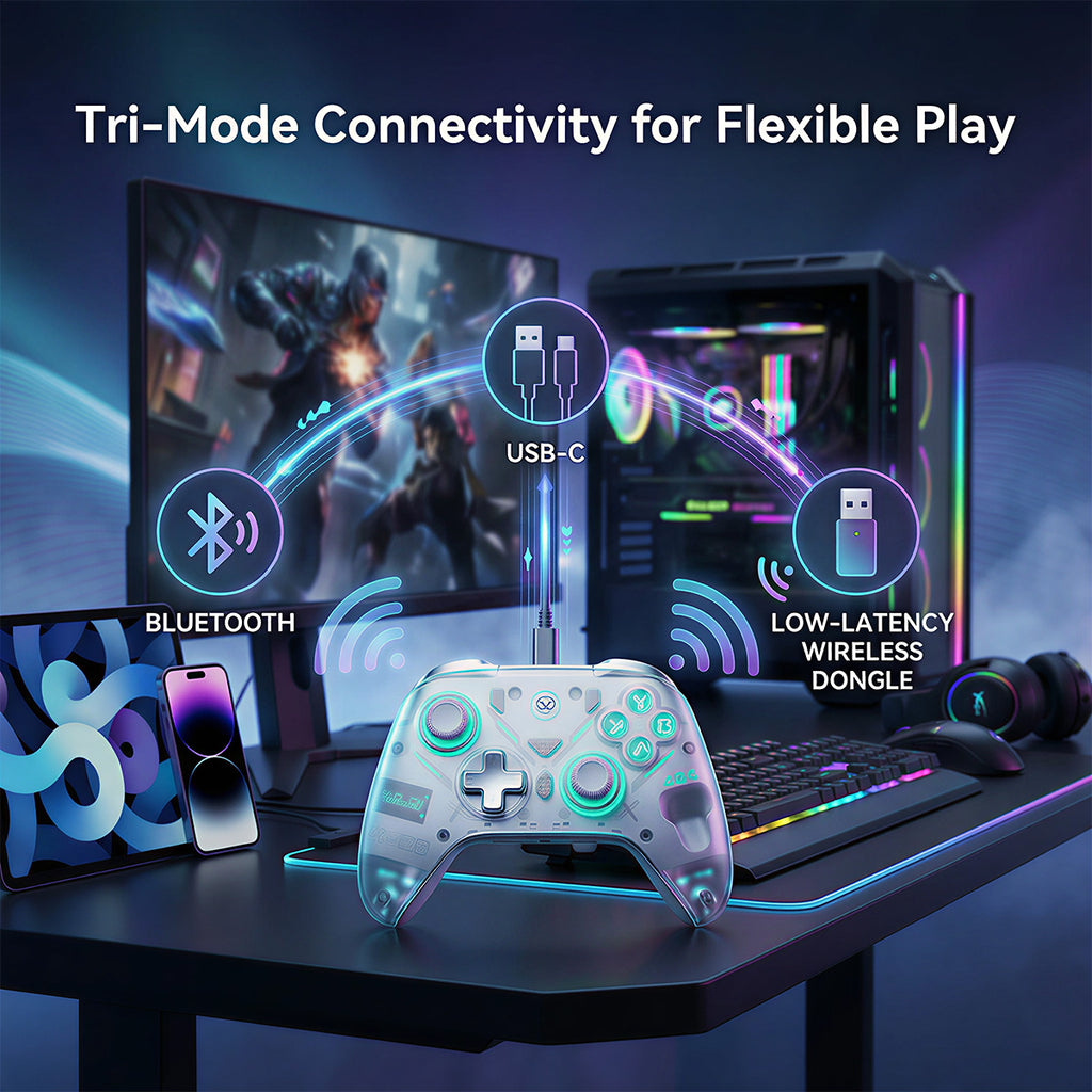 AOLION K20 Wireless Controller with Charging Dock for PC, Switch & Mobile