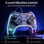 AOLION PC20 Wired Gaming Controller, RGB Transparent USB Gamepad with Turbo, Dual Vibration & Ergonomic Grip, Accessories for Gamers, Compatible with Windows PC, Switch, TV & PS3 Devices, summervibes