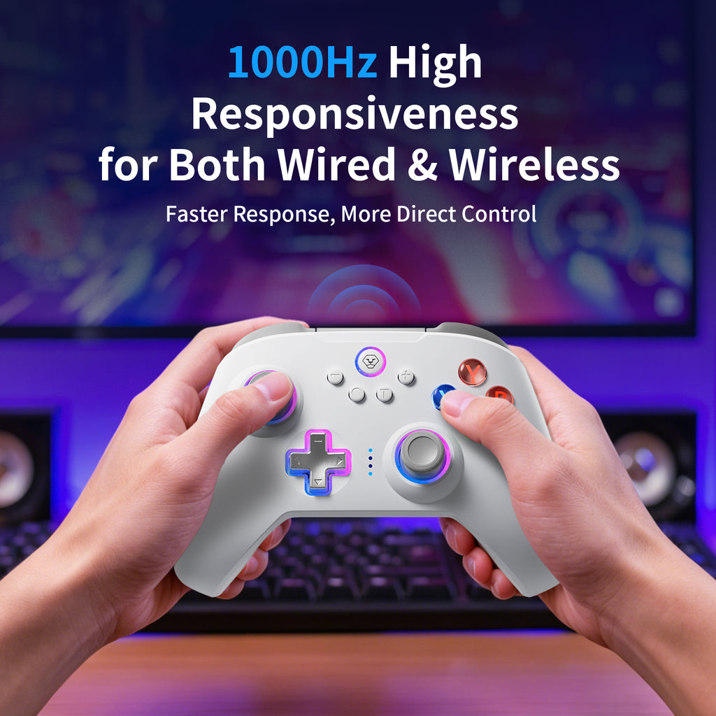 AOLION N10 Wireless Bluetooth Controller, Ergonomic Hall Effect Stick Gamepad, Compatible with PC, Steam, Switch, Accessories for Gamers
