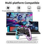 AOLION PC20 Wired Gaming Controller, RGB Transparent USB Gamepad with Turbo, Dual Vibration & Ergonomic Grip, Accessories for Gamers, Compatible with Windows PC, Switch, TV & PS3 Devices, summervibes