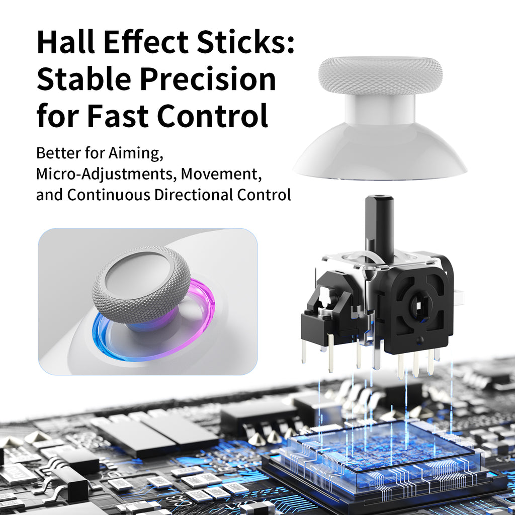 AOLION N10 Wireless Bluetooth Controller, Ergonomic Hall Effect Stick Gamepad, Compatible with PC, Steam, Switch, Accessories for Gamers