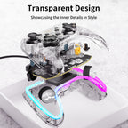 AOLION PC20 Wired Gaming Controller, RGB Transparent USB Gamepad with Turbo, Dual Vibration & Ergonomic Grip, Accessories for Gamers, Compatible with Windows PC, Switch, TV & PS3 Devices, summervibes