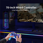 AOLION PC20 Wired Gaming Controller, RGB Transparent USB Gamepad with Turbo, Dual Vibration & Ergonomic Grip, Accessories for Gamers, Compatible with Windows PC, Switch, TV & PS3 Devices, summervibes