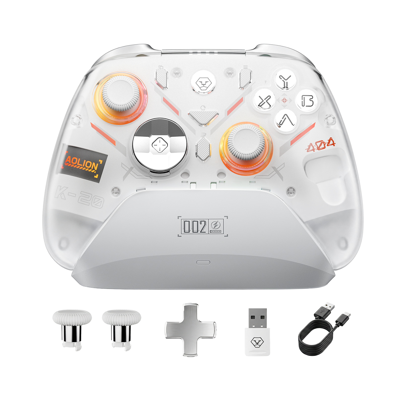 AOLION K20 TMR Wireless Controller with Charging Dock for PC, Switch & Mobile