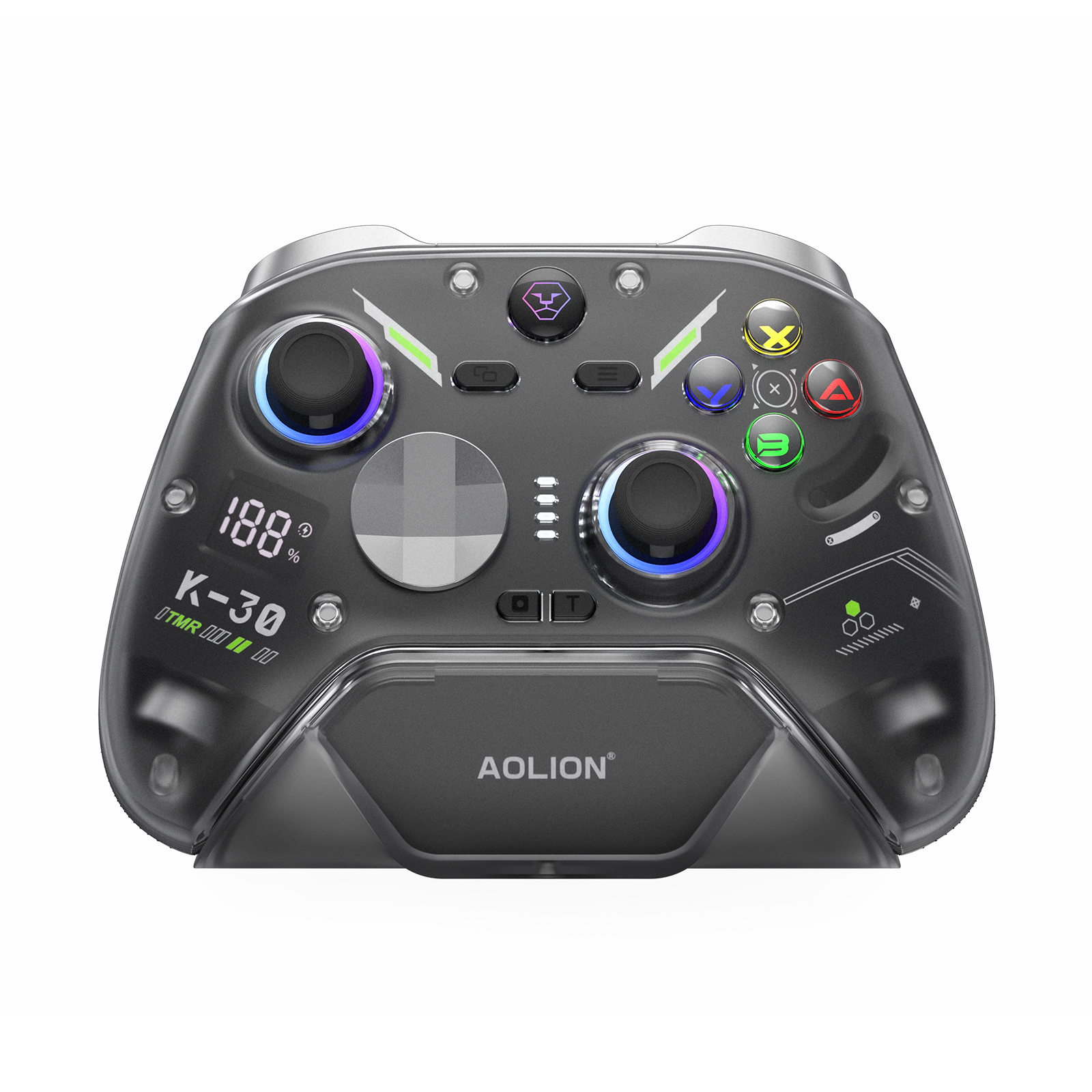 AOLION K30 TMR Wireless Controller with Charging Dock for PC, Switch & Mobile