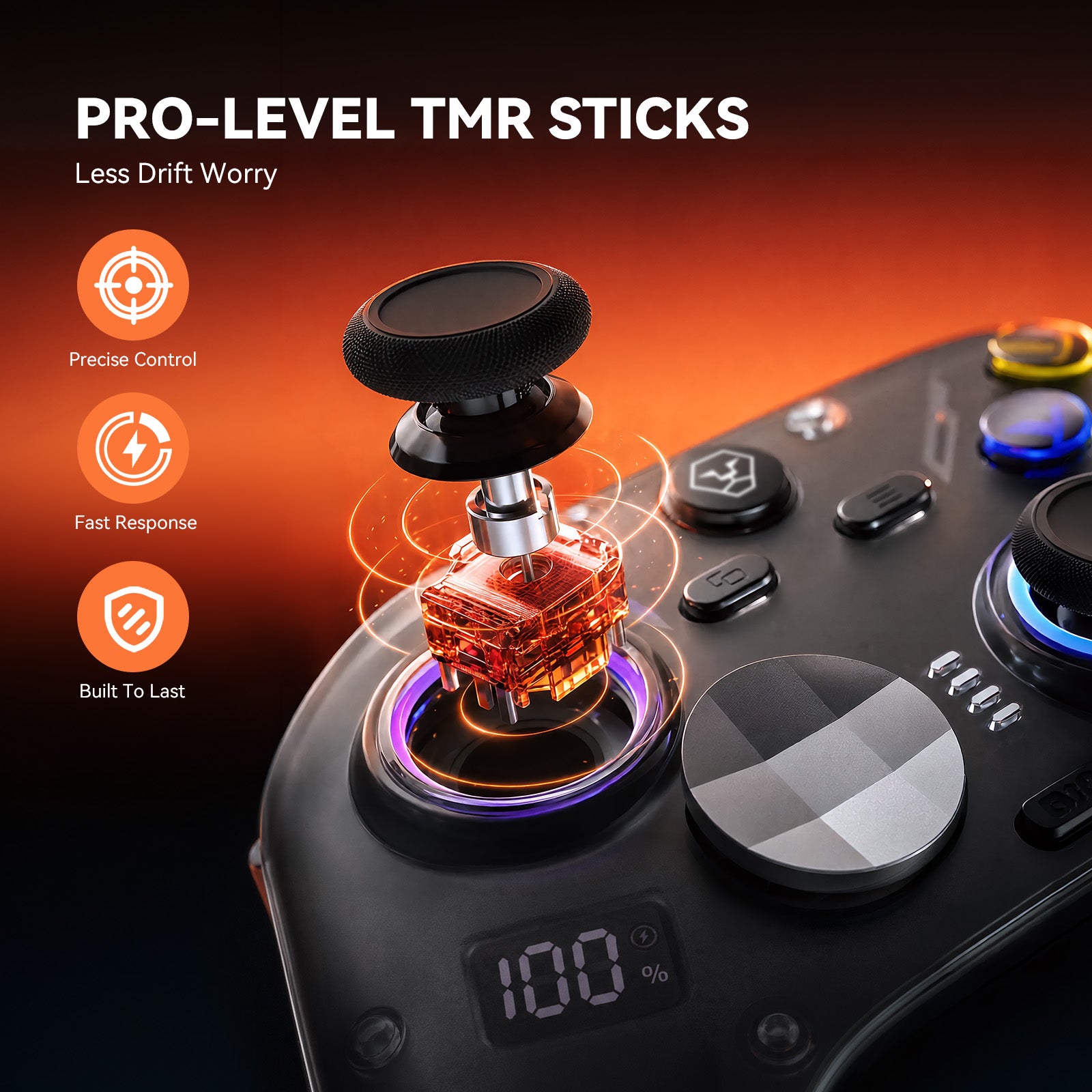 AOLION K30 TMR Wireless Controller with Charging Dock for PC, Switch & Mobile