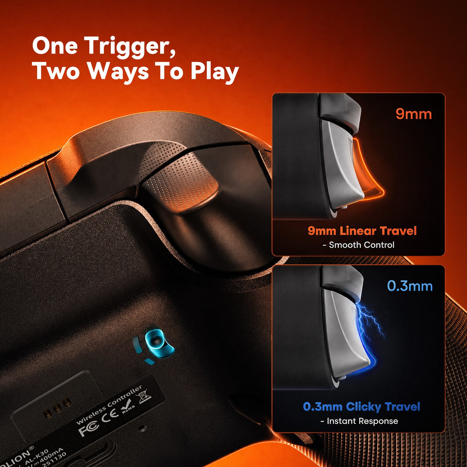 AOLION K30 TMR Wireless Controller with Charging Dock for PC, Switch & Mobile