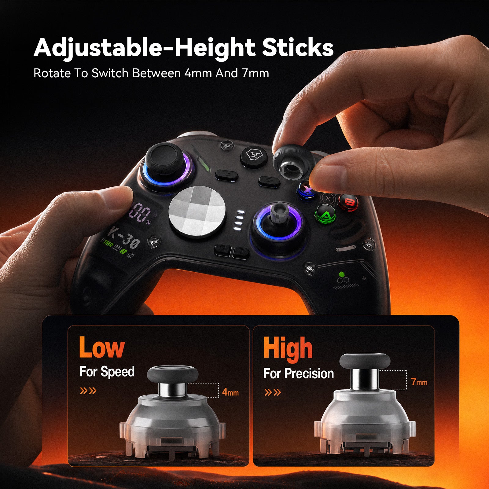 AOLION K30 TMR Wireless Controller with Charging Dock for PC, Switch & Mobile